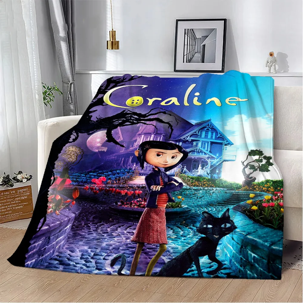 Coraline Sofa Blankets and Throws Cute Throw Blanket Luxury Fluffy Plaid Microfiber Bedding Interior for Home Beach Towel Knee & 4