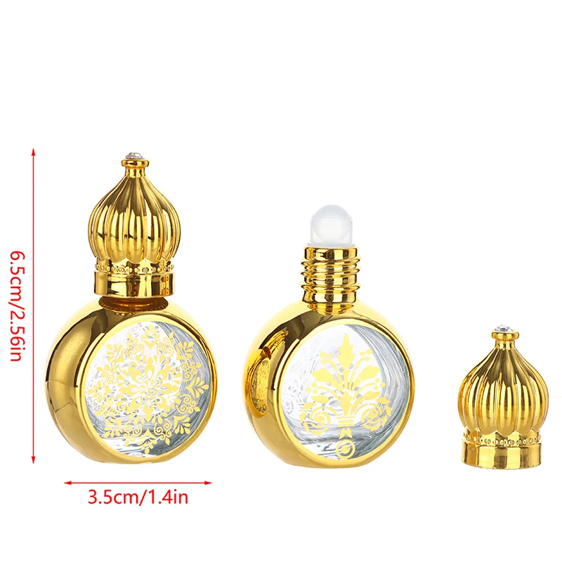 10ml Mini Essential Oil Roller Bottles with Gold Crown Cap – Elegant Carved Electroplat... - SKU CBGS1454 - UGI Packaging