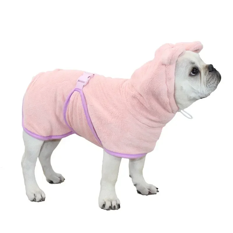 Bathrobe for Dogs Super Absorbent Fast Drying Hooded Cute Pet Bathrobe Towel for Cats Dogs Adjustable Microfiber Coat Corgi Pugs pet bath towel