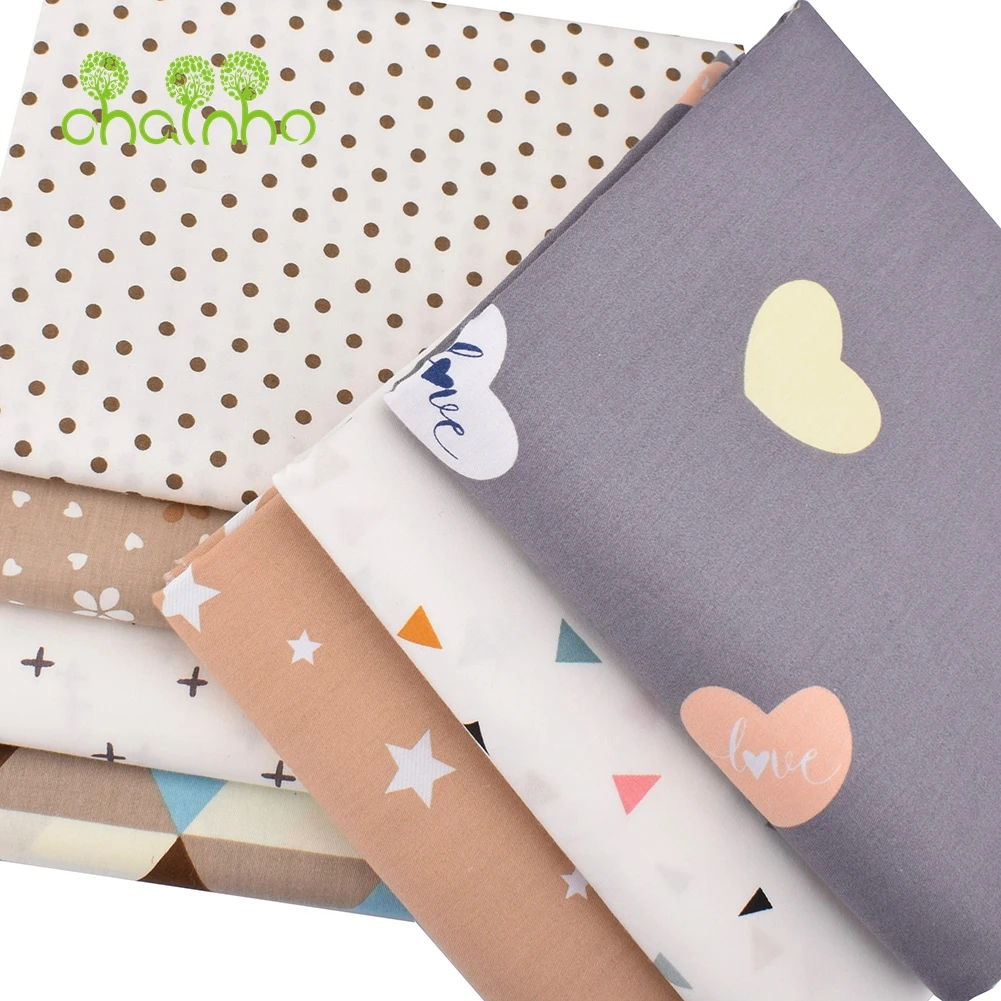 Chainho,Printed Twill Weave Cotton Fabric,DIY Sewing Quilting Material,Patchwork Cloth,Geometr Pattern,4 Specification,QC06