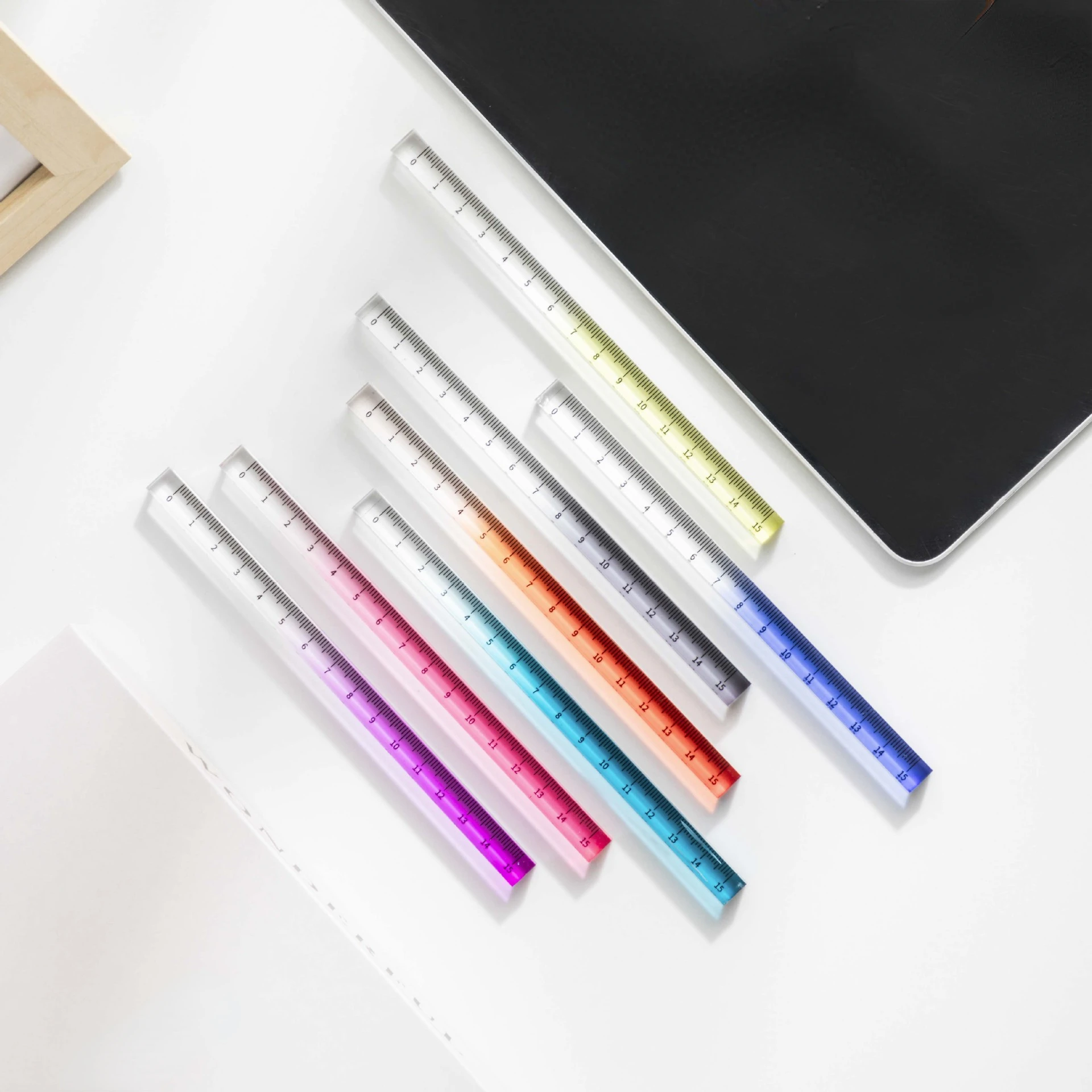 15cm Transparent Gradient Straight Ruler Rectangle Ruler Student Stationery Measuring Drawing Tools Office School Supplies