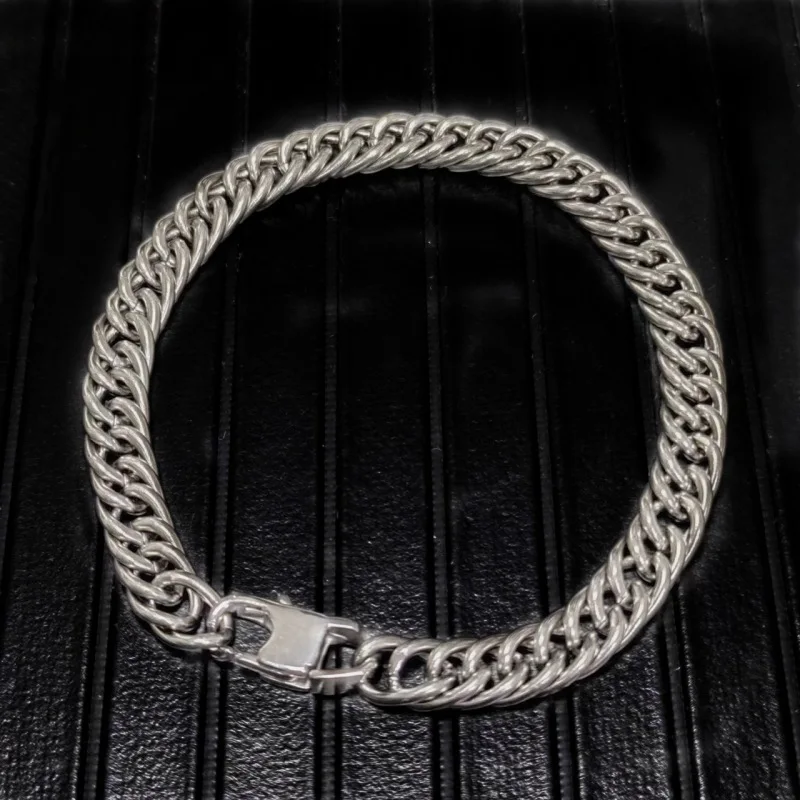 New Pure Titanium Necklace 7mm Double Woven Horsewhip Chain Denim Chain Lightweight Anti Allergic Hip-hop Street Style Neutral