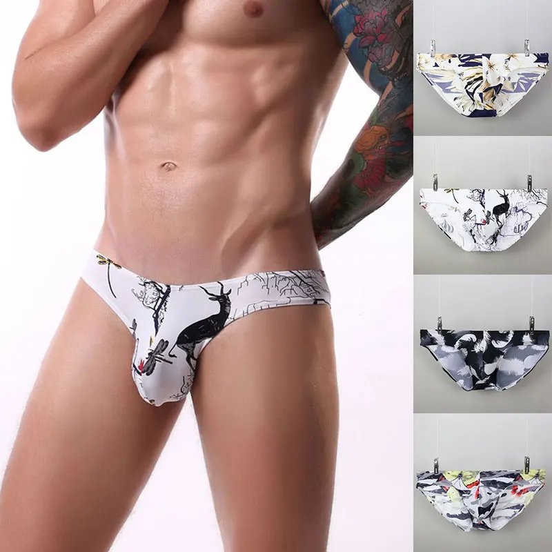 

Men's Underpants Ultra Thin Ice Silk Underwear Men Sexy Briefs Low Rise Shorts Cueca Bulge Pouch Panties Undies