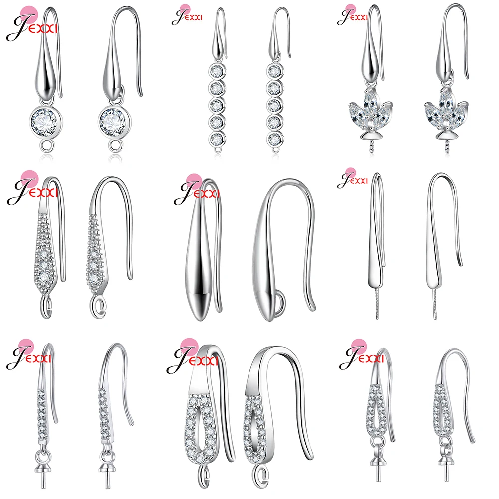 Neue hypoallergene Ohrringe aus 925er-Sterlingsilber mit klarem Zirkon, Haken, Anti-Allergie-Ohrringverschlüsse, Herstellung für DIY-Schmuckzubehör