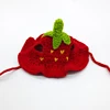Pet Knitted Hat New Wool Hand-knitted Strawberry Red Hat With Ear Holes Cute Kitten Dog Headgear Pet Cosplay Accessories 4