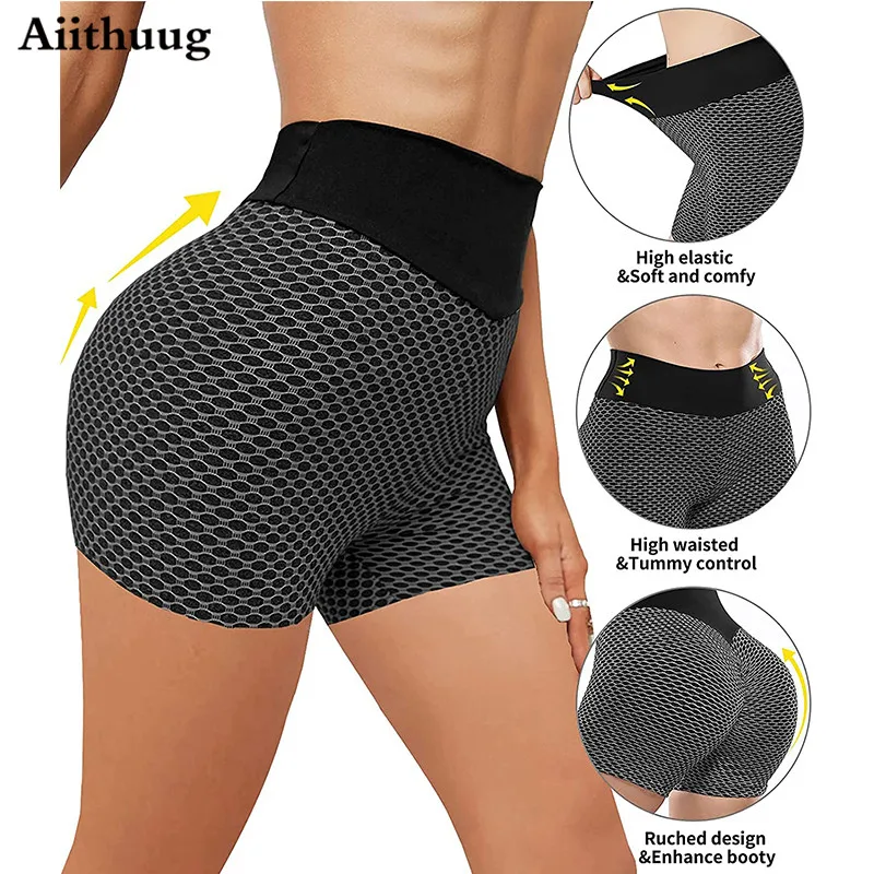 Aiithuug Women's Scrunch Booty Shorts Butt Lifting Shorts High Waist  Textured Yoga Shorts Peach Butt Push Up Textured Tights - AliExpress