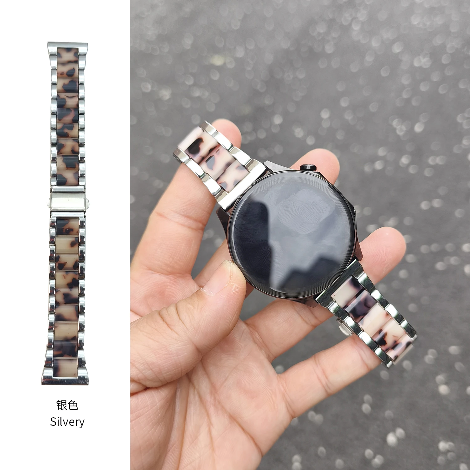 Universal 22mm Resin Metal Watch Strap - Simple and Versatile Design