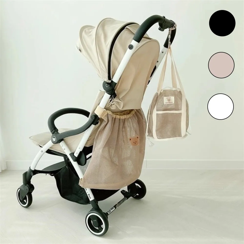 Multifunction Baby Stroller Storage Bag Large-capacity Bear Rabbit Baby Pram Hanging Bag Squirrel Cartoon Animals Mesh Mommy Bag