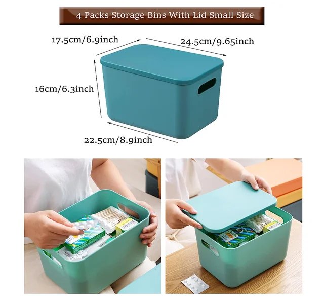 HapiLeap Plastic Storage Bins with Lid, Stackable Storage Containers for  Organizing, Storage Baskets for Shelves Kitchen Bathroo - AliExpress