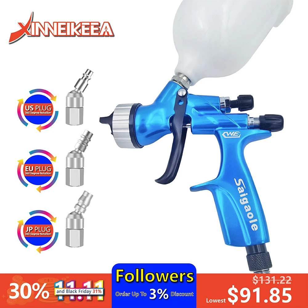 New Saigaole Boutique Environmental Protection Spray Gun High Atomization Professional Spray Gun Nozzle 1.3mm Cup Capacity 600ml