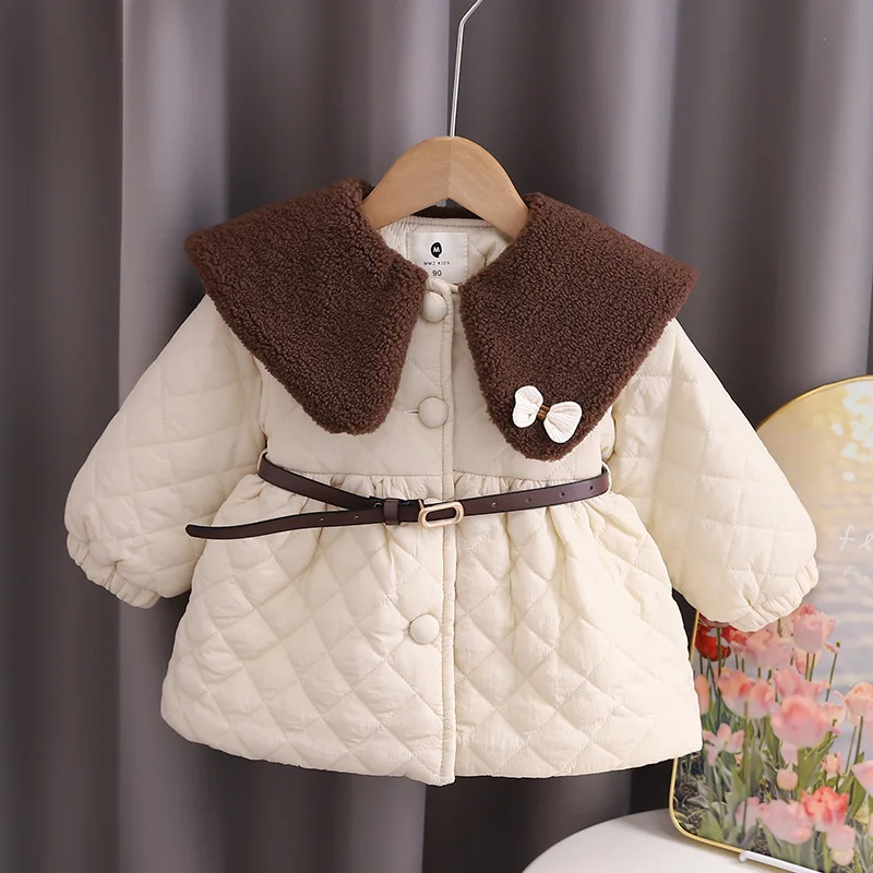 

2023 Winter Girls Sweet Thick Warm Parkas Jacket Baby Kids Children Coat Outerwear
