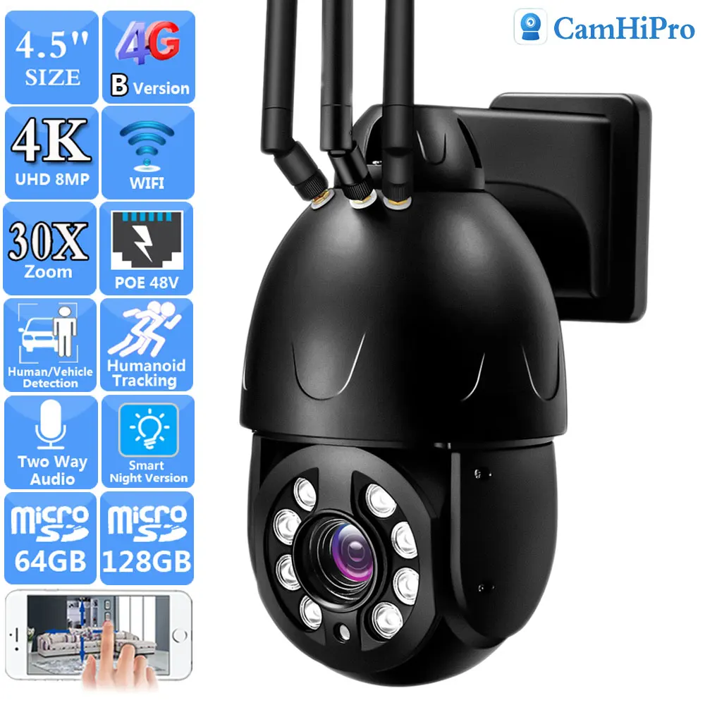 

Беспроводная IP-камера Sony415 3G, 4K, 8 Мп, 4G, SIM-карта, Wi-Fi, 30-кратный зум, POE, PTZ