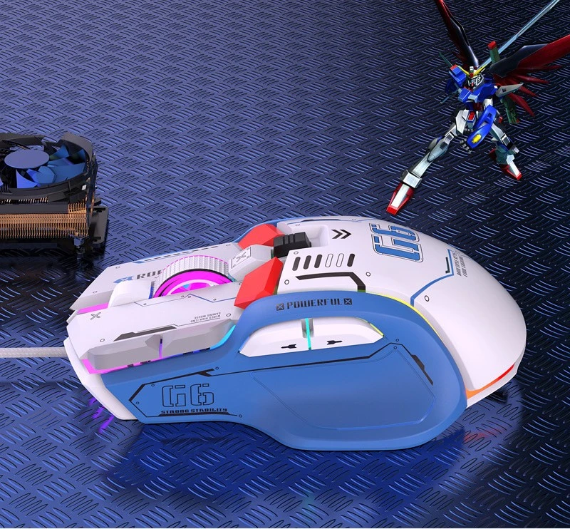 Gundam Bumblebee Mechanical Wired Mouse Transfor Mecha RGB Light
