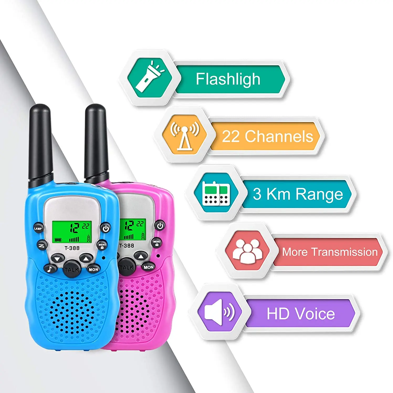 Walkie-talkie Radio bidirectionnelle pour enfants, 2 pièces, jouets pour garçons et filles, T388 FRS PMR, cadeaux de noël