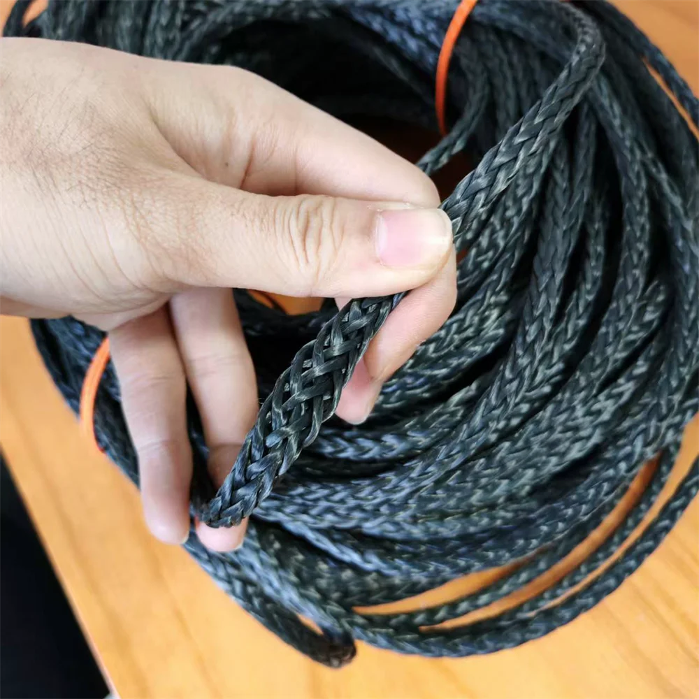 12 strands braided black pure Kevlar braided rope hollow rope eye loop rope 4