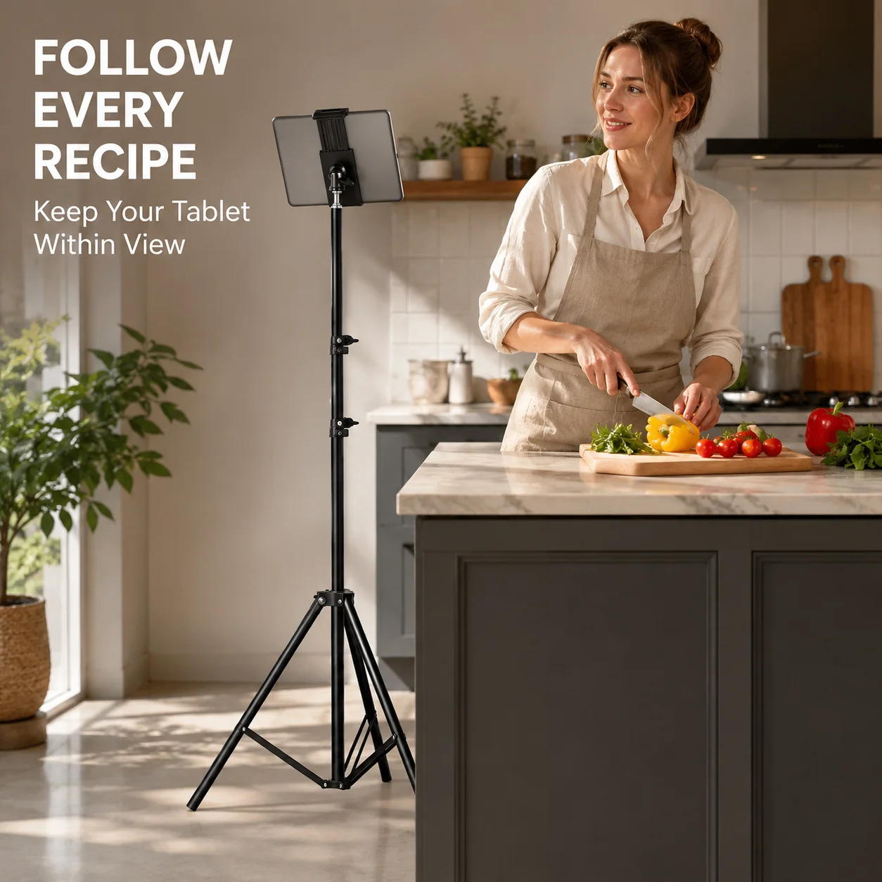 Supporto Treppiede Regolabile 1.6m/2m, Supporto Universale per Telefono e Tablet, Staffa Pieghevole per Live e Video - immagine 2