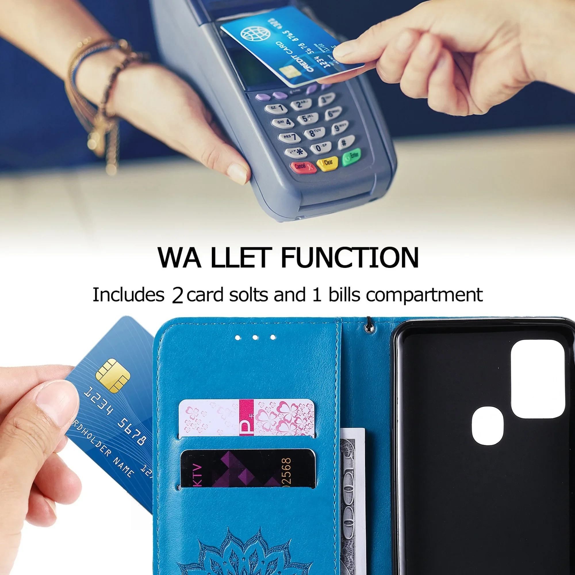 Elegant PU Leather Wallet Case with Flip Stand and Card Holder