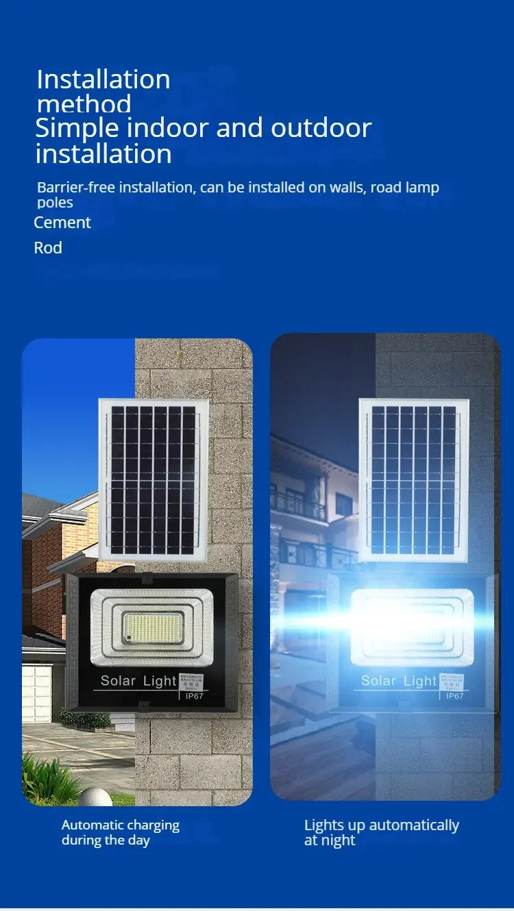Description Picture 4 of item20W-400W solar lamp home outdoor courtyard lamp floodlight led high-power spot lamp IP67 Villa street lighting adjustable angle
