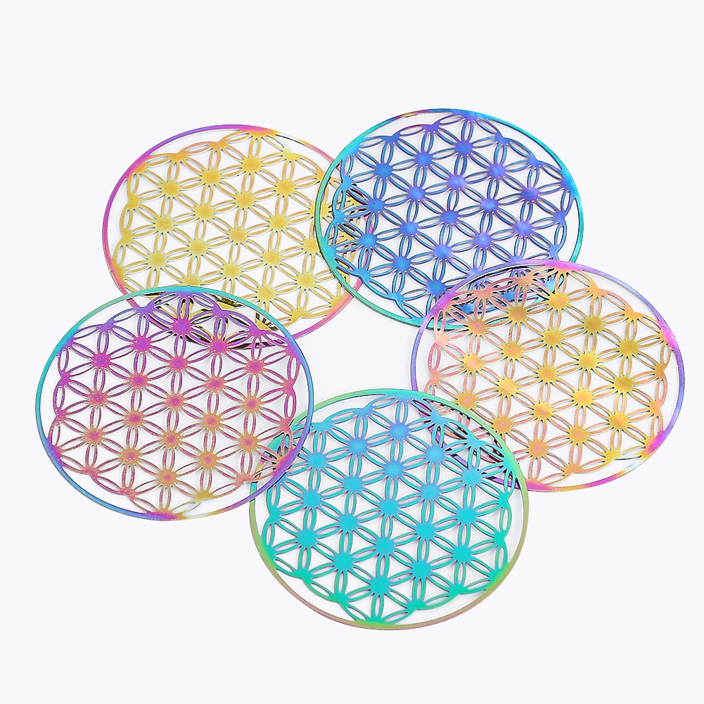 2Pcs Colorful Flower of Life Hanging Wind Chimes Parts Connector Sacred Geometry Mandala Charm Pendant DIY Craft Jewelry Making wind bell wind chimes wind chime charm decoration