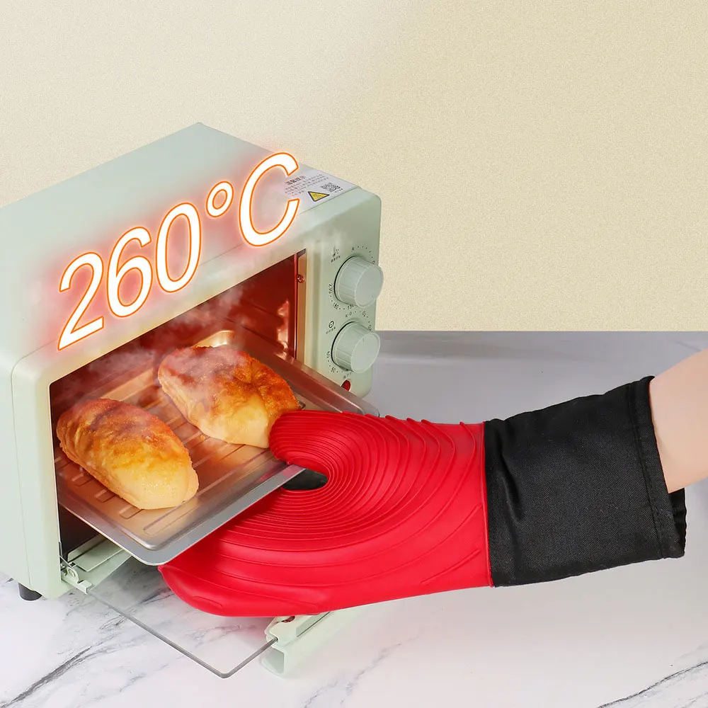 Ofenhandschuhe Aus Silikon Set – Hitzebeständig Bis 230°C, Rutschfest (2 Handschuhe, 2 Topflappen, 2 Fingerschutz)