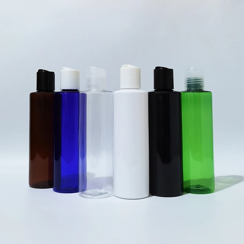 

30PCS 200ml Empty White Clear Black Plastic Bottles Refillable Travel Bottles With Plastic Disc Top Cap For Shampoo Toner