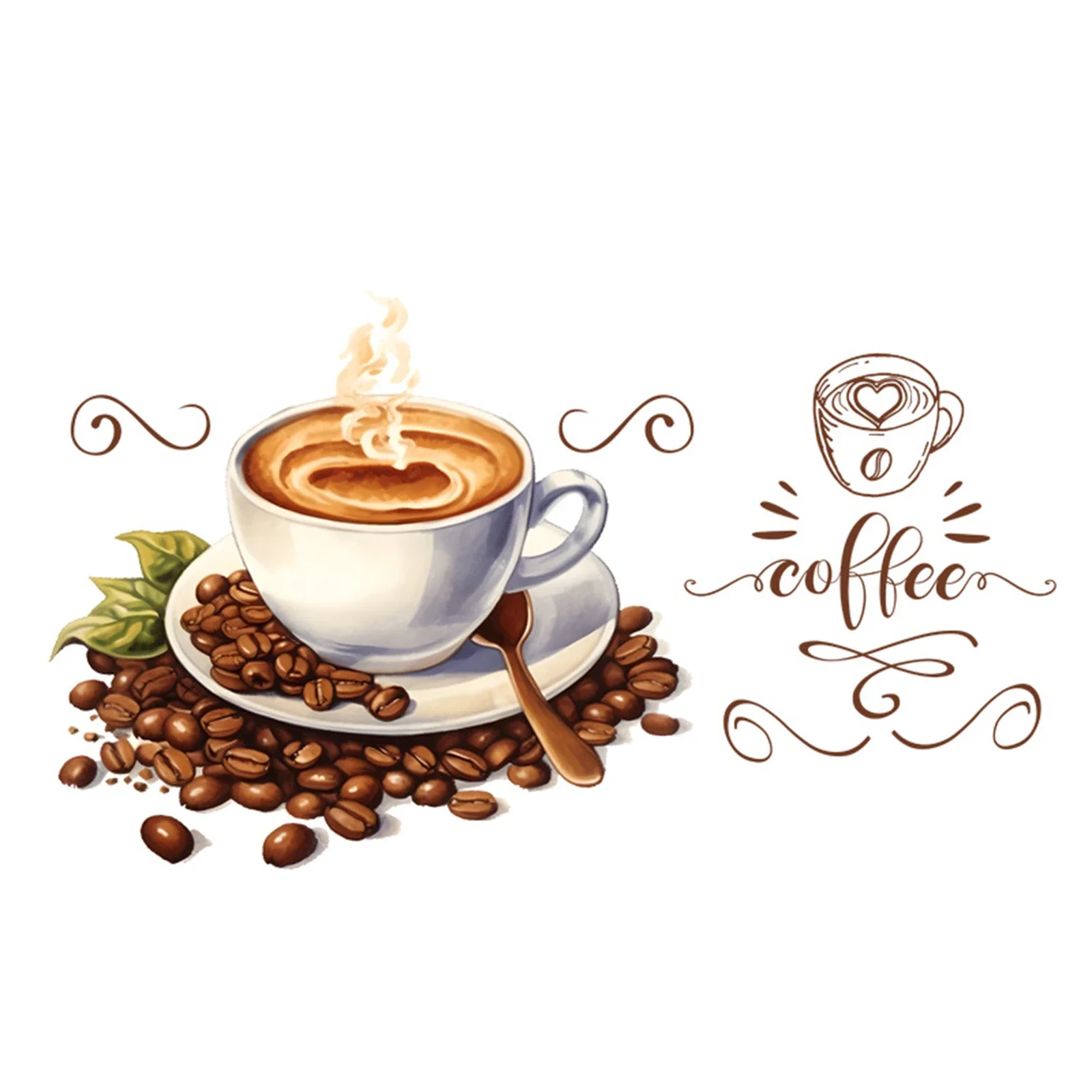 Easily Applied Cafe Vinyl Art Decals Slight Deviations Vinyl Cafe Art Decals Cm Coffee Cup Wall Stickers wall stickers