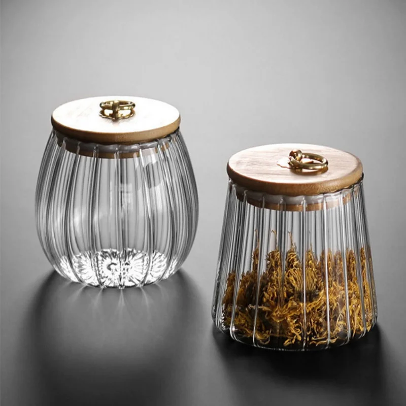 Airtight Glass Kitchen Storage Jar with Wood Lid - Perfect for Grains, Tea, Coffee, and Candy