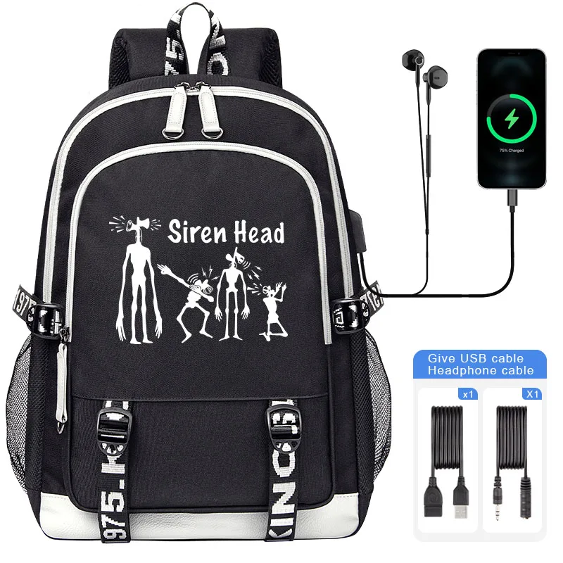 Siren head monster Children Backpack Hot Cartoon Boy Girl Student School Bags Teenager USB Charging Laptop Book Bag Mochila 6