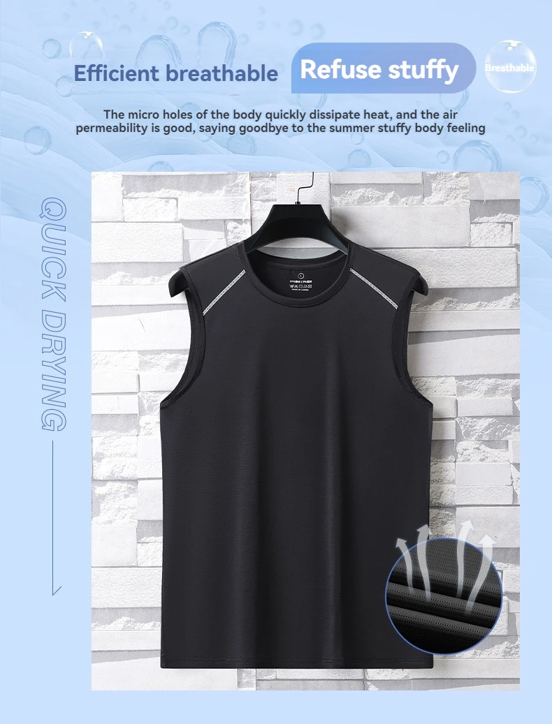 Men's Sleeveless T-Shirt - Breathable Summer Shirt | Quick Drying Ice Silk Fabric