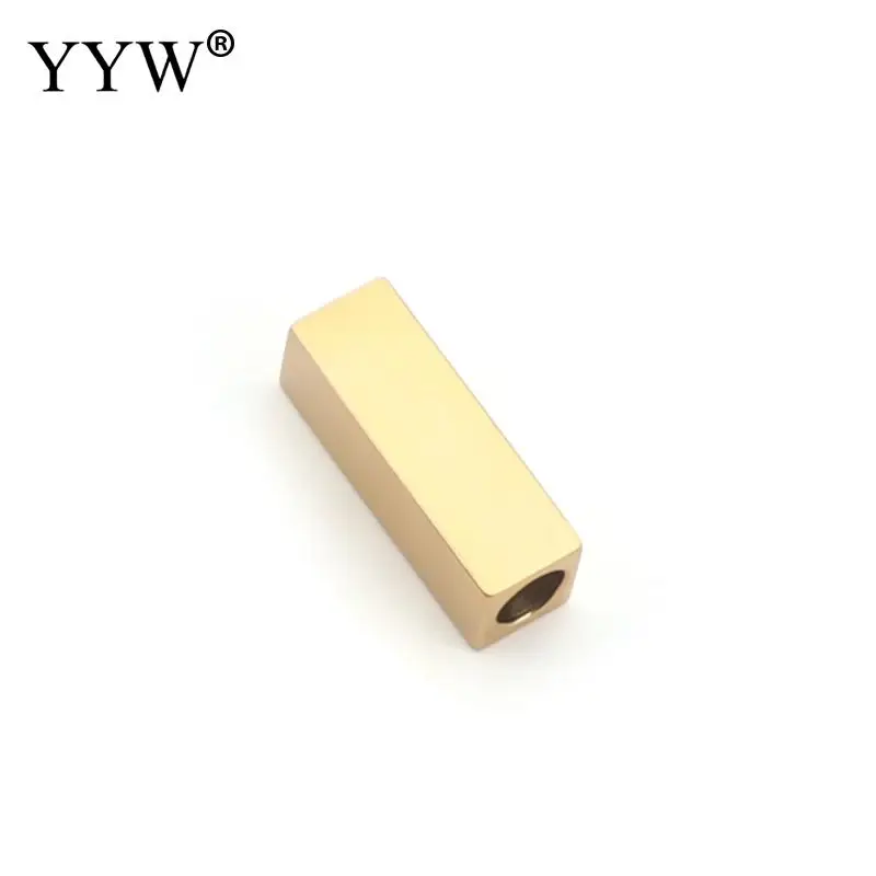 10Pcs Stainless Steel Slider Rectangular Tube Beads Slide Charms For Leather Cord Beacelets Necklace Jewelry Making Accessories