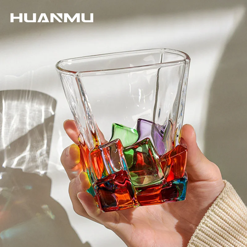 Female Colored Glass Cup High Temperature Resistant Household Drinking Cup INS Coffee Milk Wine Glass Whisky Drinkware New