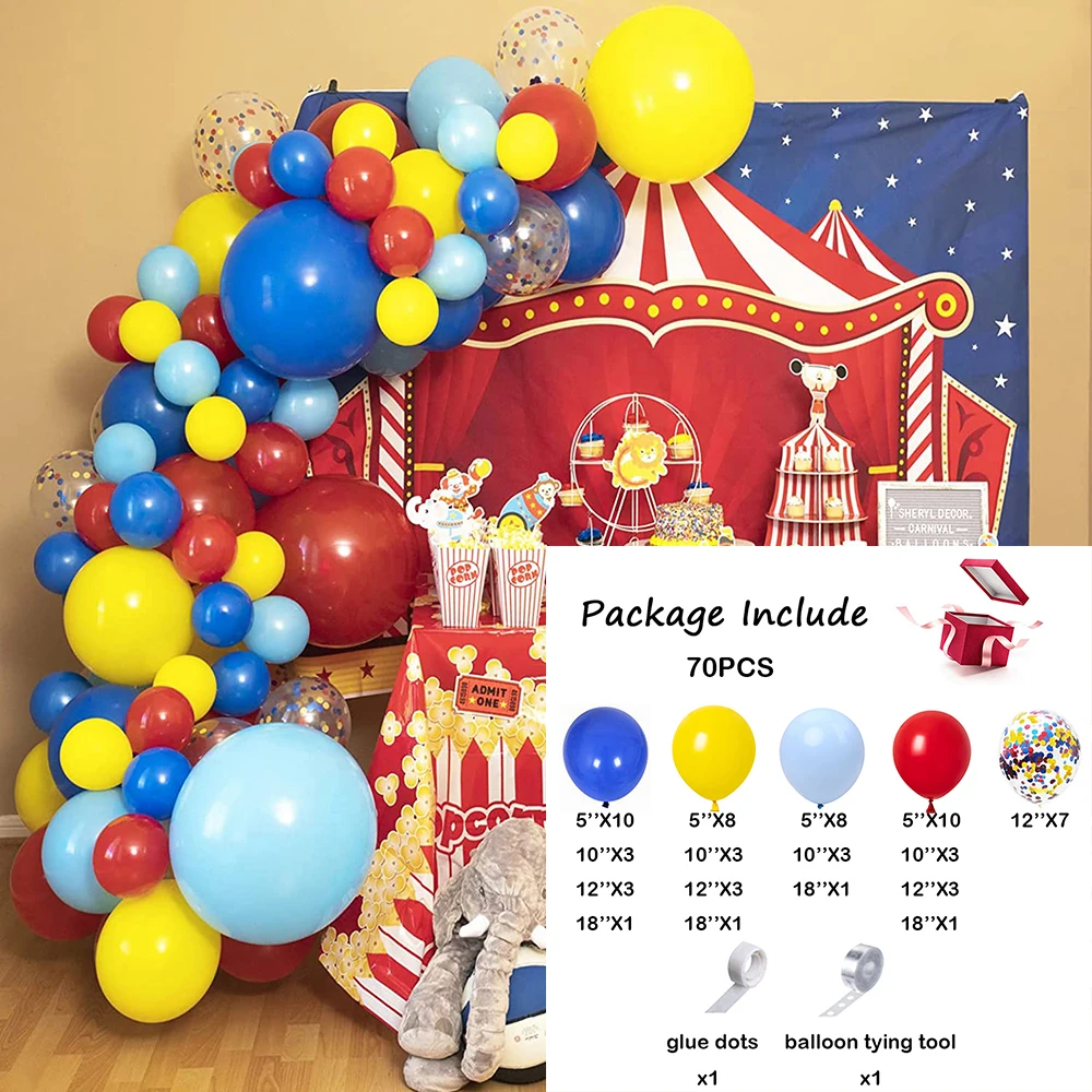 vermelho azul amarelo balões carnaval decorações aniversário