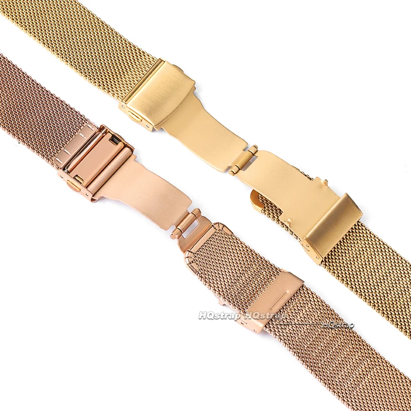 Elegant Stainless Steel Mesh Milanese Loop Watch Band with Folding Buckle and Quick Release Strap