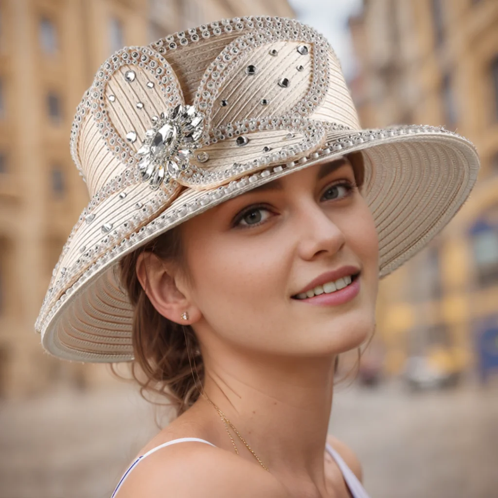 Satin Cloth Church Hat Unique Deluxe White Elegant Photography Top Hat Female Banquet Fascinator Formal For Women Ladies fashion hat