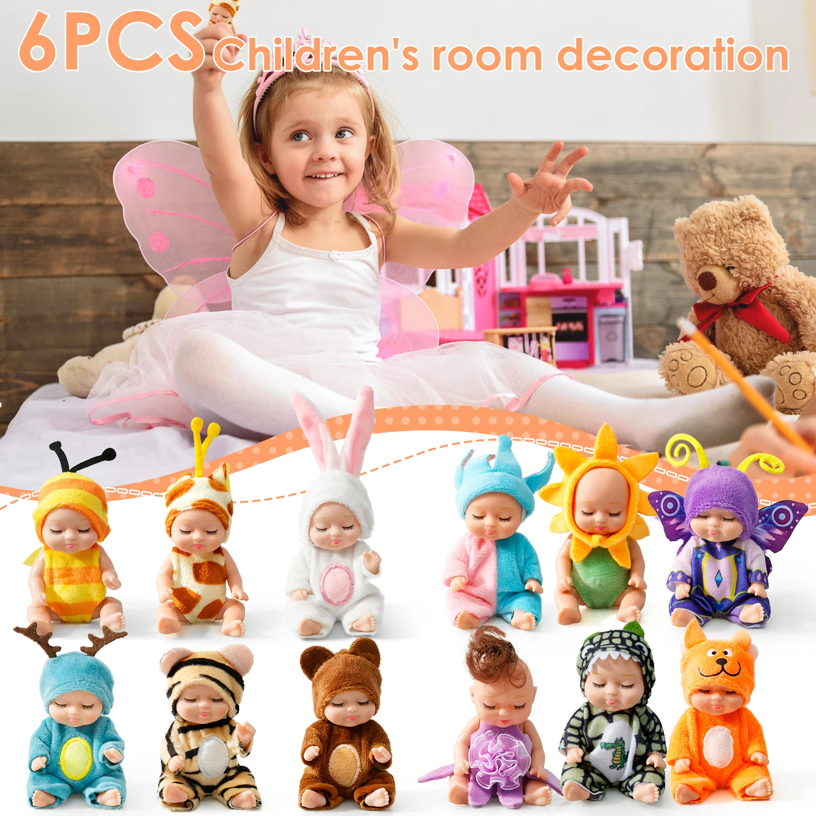 6-12Pcs Reborn Puppe Kit Spielzeug Simulation Prinzessin Puppen Spielzeug Mini Nette Schlafende Baby mit Kleidung Weihnachten geburtstag Weihnachten Geschenk – Detail 2