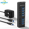 RSHTECH USB Hub 5Gbps 7 Ports USB3.0 Data Hub Splitter 12V/2A Power Adapter Individual On/Off Switches USB Port Expander 1