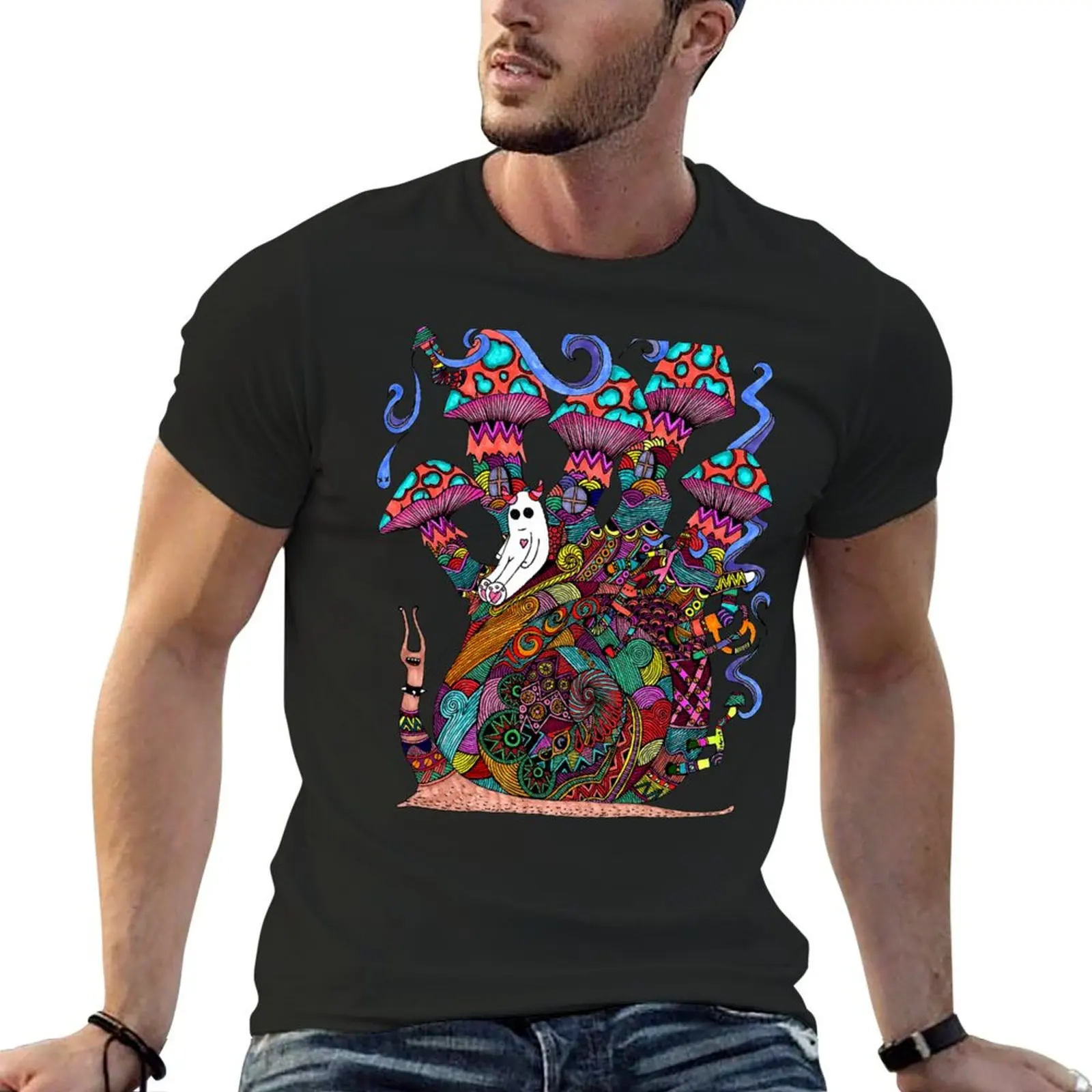 

Snail Ride II T-Shirt oversizeds boys whites Aesthetic clothing t shirt men 100℅ cotton