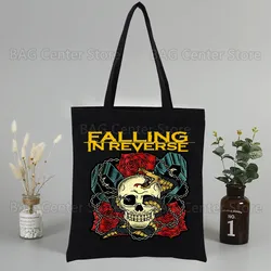 Falling in Reversve Unisex Handbags Custom Canvas Tote Bag Print Daily Use Reusable Travel Casual Shopping Bag Black