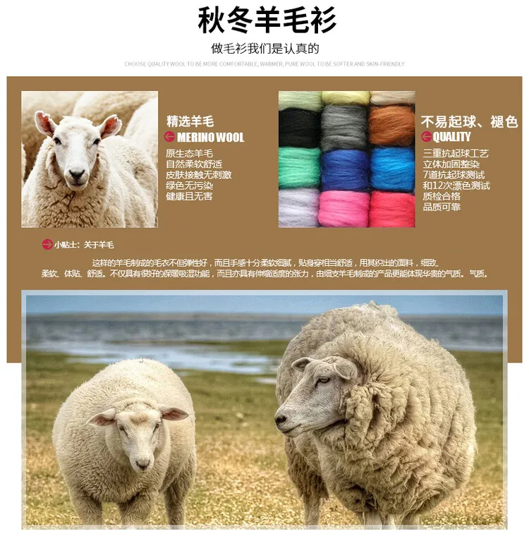 Description Picture 3 of itemMen's 100% Wool Vest 2024 Autumn Spring Pure Wool Waistcoat Casual V-Neck Sleevelesss Sweater Thicken Knit Vests