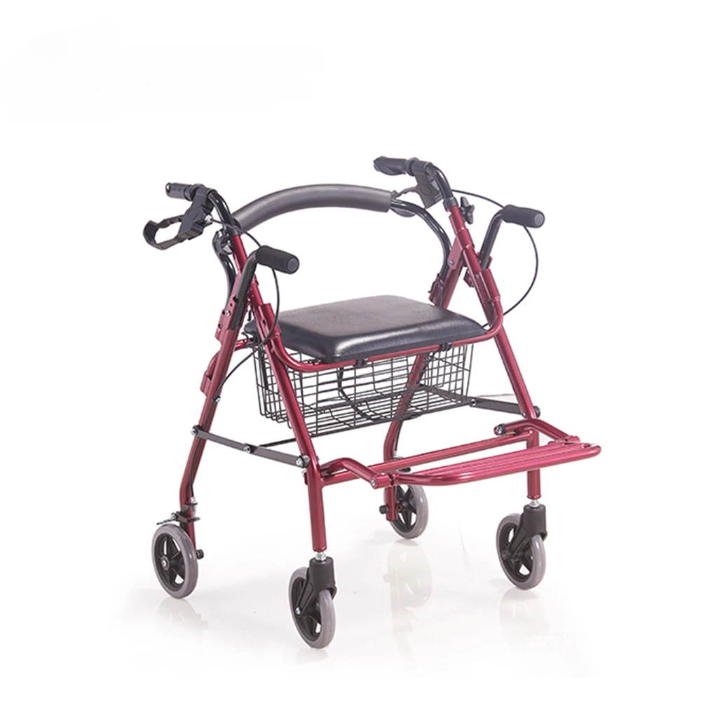 Deambulatore Pieghevole Deambulatore Portatile Regolabile Per Lo Shopping Medico All'Aperto Deambulatore In Acciaio Con Sedile