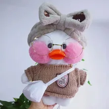  30cm Lalafanfan  Stuffed Duck Flifan Sharpening Soft In Glasses And With Clothes Duck Hug Psyduck Toys And Hobbies Animals Gift 