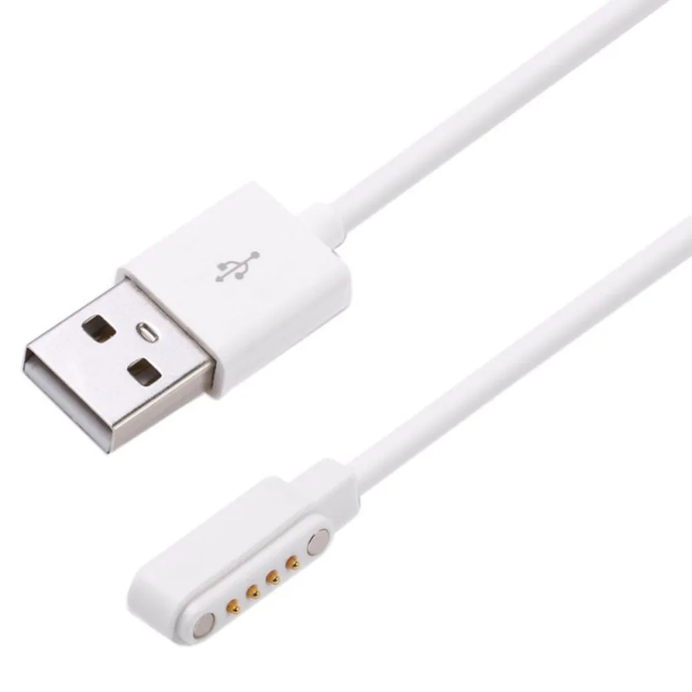 USB 스마트 워치 충전기 케이블 Gt88 K88h Kw08용 자기 4핀 고내구성 알루미늄 커넥터 빠른 데이터 전송 화이트