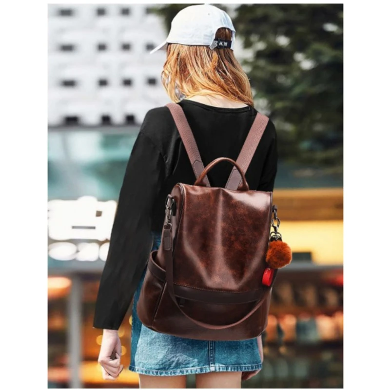 

Women Backpack Fashion PU Leather Anti-theft Purse Shoulder Bag Handbag Multipurpose Casual Satchel Daypack Travel Brown