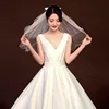 50cm 70cm Elegant White Bridal Veil With Hair Clip Simple Double Layer Wedding Veil White Pink Black Bow Bachelorette Party Veil 3