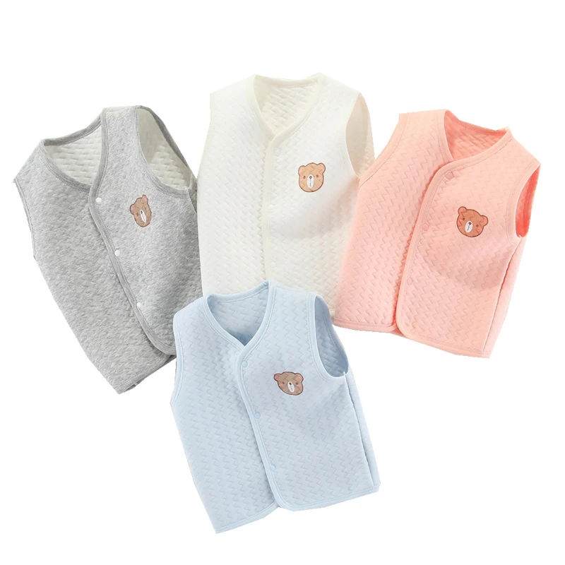 Fur Vest Children Down Vest Cotton Baby Vest Cartoon Bear Waistcoat for Boys Girls Autumn Winter Kids Clothes Toddler Cardigan Sleeveless Infant Jacket