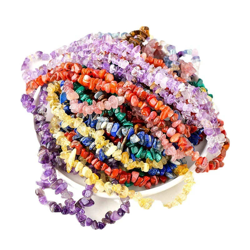 Cuentas de piedra Natural, cuentas de chips de 5-8mm, hebra de ojo de tigre de cristal, cuentas de grava irregulares de 16 pulgadas, pulsera Diy para fabricación de joyas - Imagen 4