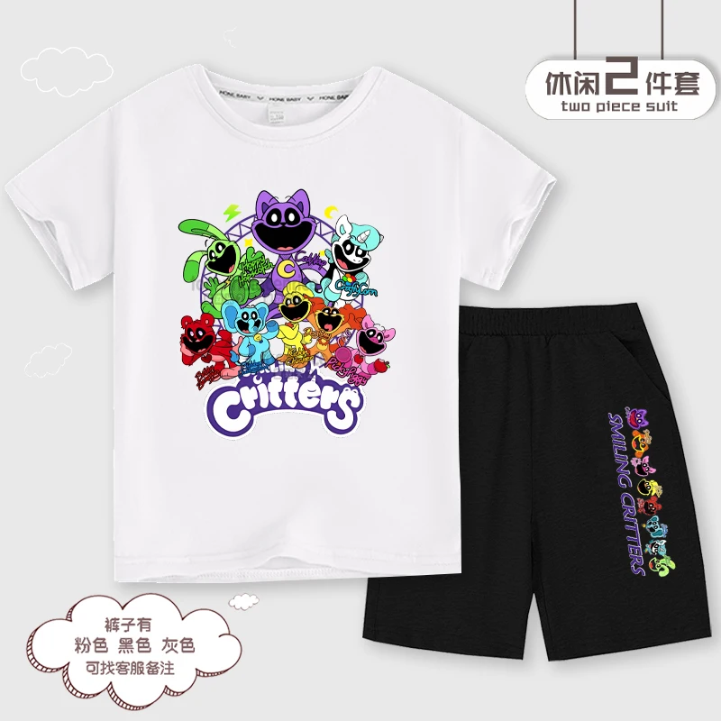 

Smiling Critters Kids Fashion Clothes Toddler Girl Clothes Boy Banban Short Sleeve Tops Teenage Funny Shirt Shorts two piece set