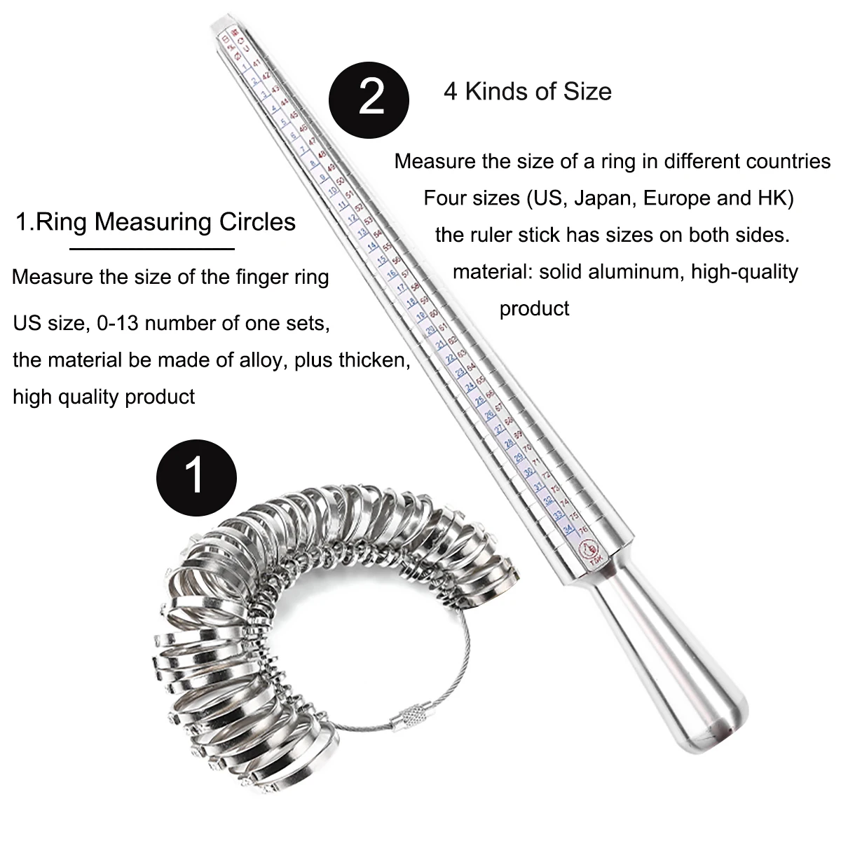 36 PC Metal Finger Ring Sizer USA Jewelry Gauge Sizes 1-15 1/4