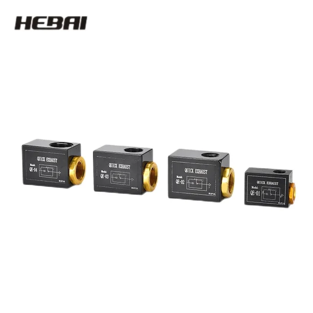HEBAI Pneumatic Quick Exhaust Air Control Valves QE-01 QE-02 QE-03 QE-04 1/8" 1/4" 3/8" 1/2" BSPT Aluminum Alloy