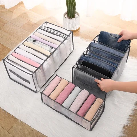 

Organizer Wardrobe Closet Storage Box for Jeans Drawer Dividers T-shirt Pants Foldable Underwear Organizer